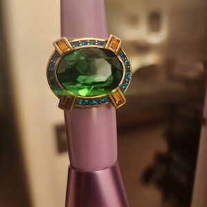 Elegant Green and Blue Gemstone Ring